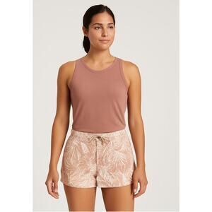 Vuori Ripstop Shorts Womens Size L Palm Tree Organic Cotton Hiking Drawstring